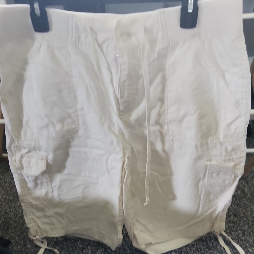 Faded Glory White Linen-Blend Shorts